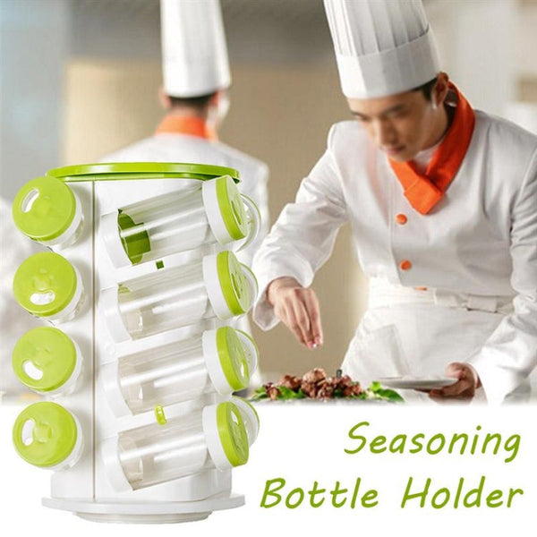 16pcs / Set Seasoning Cans Pepper Salt Cruet Plastic Bottle Kitchen Spice Jar Pepper Shaker Box Spice Rack Set, 16 in 1 Seasoning Cans