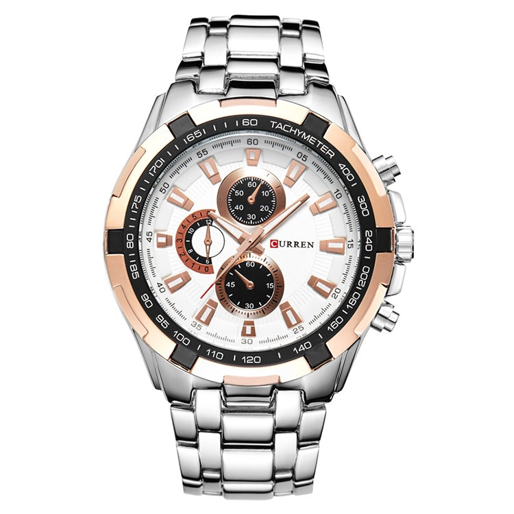 CURREN 8023 Men Stainless Steel Analog Sport Quartz Watch, White case white face, Silver case gold face, Silver case gold ring black face, Black case white face, Black case black face, Black case gold ring white face, Black case gold face��������������...