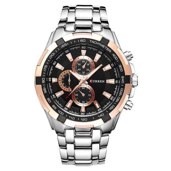 CURREN 8023 Men Stainless Steel Analog Sport Quartz Watch, White case white face, Silver case gold face, Silver case gold ring black face, Black case white face, Black case black face, Black case gold ring white face, Black case gold face��������������...