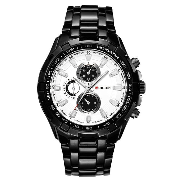 CURREN 8023 Men Stainless Steel Analog Sport Quartz Watch, White case white face, Silver case gold face, Silver case gold ring black face, Black case white face, Black case black face, Black case gold ring white face, Black case gold face��������������...