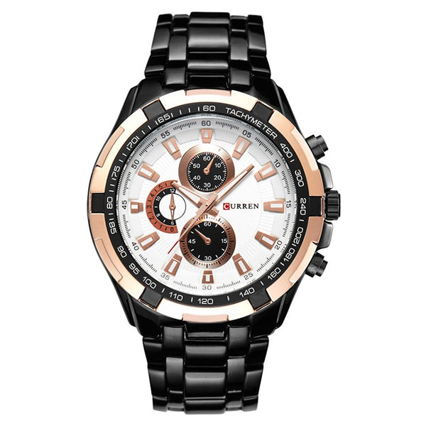 CURREN 8023 Men Stainless Steel Analog Sport Quartz Watch, White case white face, Silver case gold face, Silver case gold ring black face, Black case white face, Black case black face, Black case gold ring white face, Black case gold face��������������...