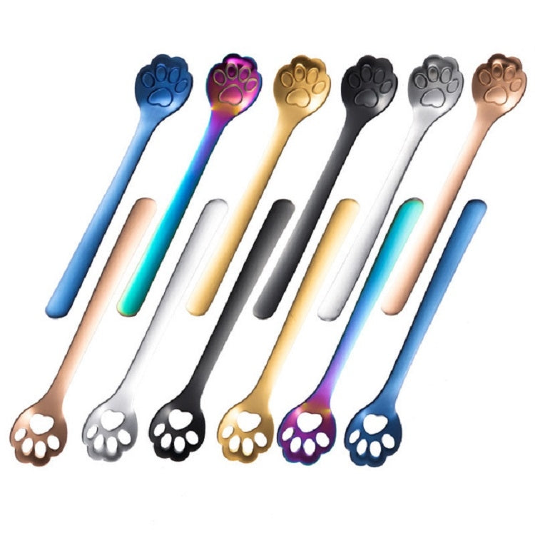 Stainless Steel Creative Cat Claw Coffee Spoon Dessert Cake Spoon, Cat Claw Spoon Gold, Hollow Cat Claw Spoon Gold, Cat Claw Spoon Rose Gold, Hollow Cat Claw Spoon Rose Gold, Cat Claw Spoon Black, Hollow Cat Claw Spoon Black, Cat Claw Spoon Colorful���...