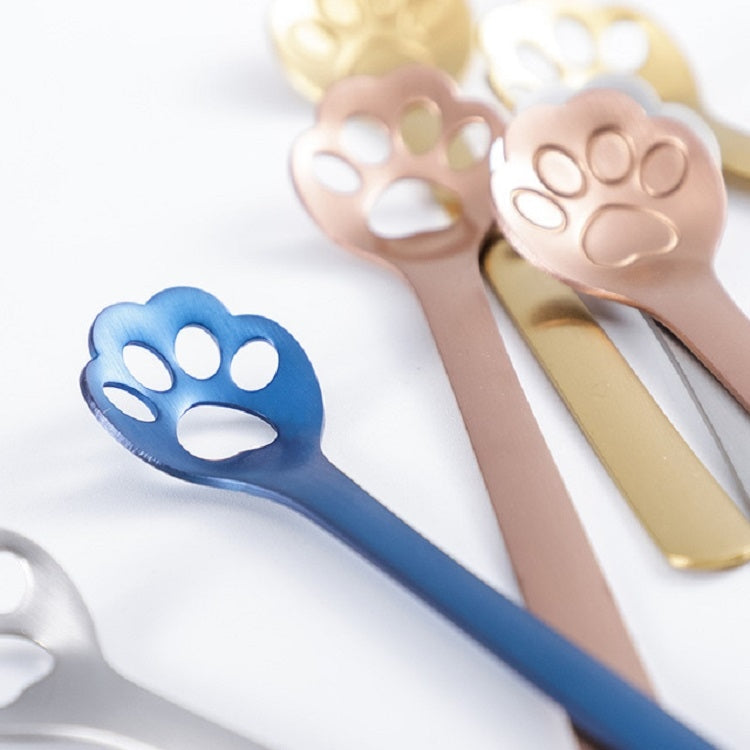 Stainless Steel Creative Cat Claw Coffee Spoon Dessert Cake Spoon, Cat Claw Spoon Gold, Hollow Cat Claw Spoon Gold, Cat Claw Spoon Rose Gold, Hollow Cat Claw Spoon Rose Gold, Cat Claw Spoon Black, Hollow Cat Claw Spoon Black, Cat Claw Spoon Colorful���...