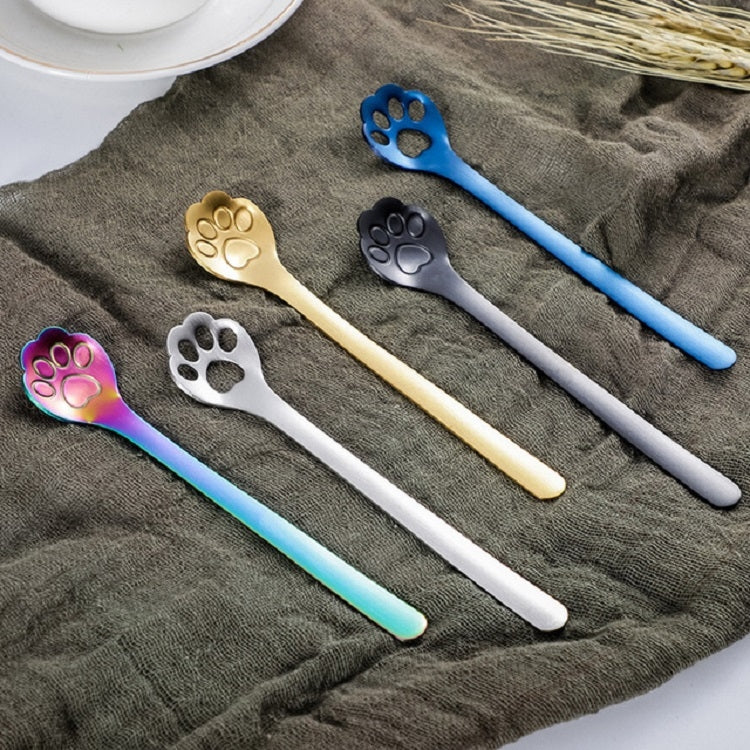 Stainless Steel Creative Cat Claw Coffee Spoon Dessert Cake Spoon, Cat Claw Spoon Gold, Hollow Cat Claw Spoon Gold, Cat Claw Spoon Rose Gold, Hollow Cat Claw Spoon Rose Gold, Cat Claw Spoon Black, Hollow Cat Claw Spoon Black, Cat Claw Spoon Colorful���...