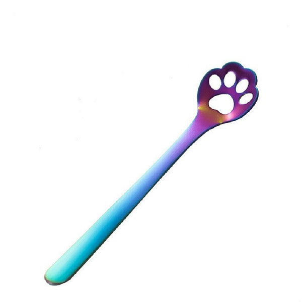 Stainless Steel Creative Cat Claw Coffee Spoon Dessert Cake Spoon, Cat Claw Spoon Gold, Hollow Cat Claw Spoon Gold, Cat Claw Spoon Rose Gold, Hollow Cat Claw Spoon Rose Gold, Cat Claw Spoon Black, Hollow Cat Claw Spoon Black, Cat Claw Spoon Colorful���...