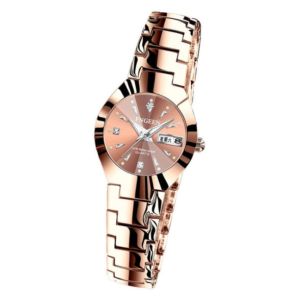 FNGEEN 5808 Women Fashion Steel Strap Quartz Watch Couple Watch, Brown Steel Coffee Surface, Black Steel Black Surface, Stainless Stee White Surface, White Steel Black Surface, Stainless Steel Blue Surface