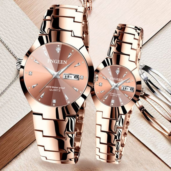 FNGEEN 5808 Women Fashion Steel Strap Quartz Watch Couple Watch, Brown Steel Coffee Surface, Black Steel Black Surface, Stainless Stee White Surface, White Steel Black Surface, Stainless Steel Blue Surface