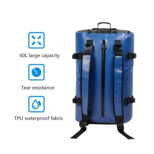 60L Outdoor Swimming Diving  Surfing Full Waterproof Backpack Large Capacity Mountaineering Equipment Bag
