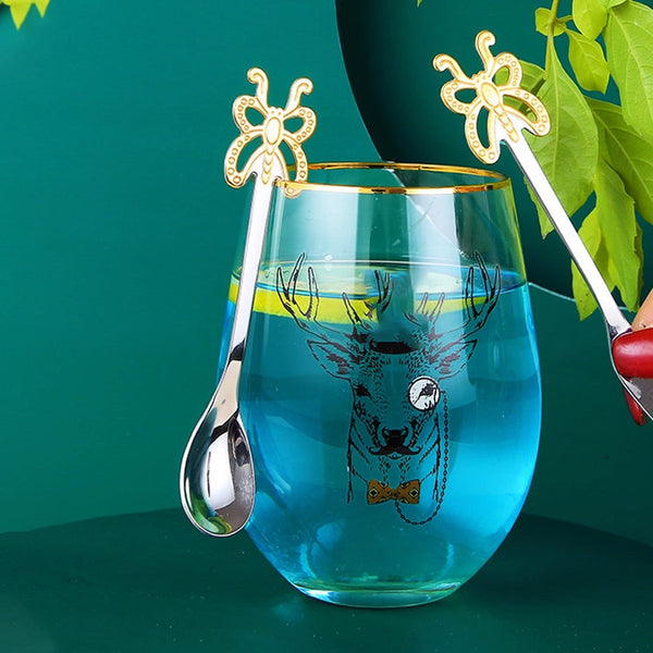 Multicolor Stainless Steel Butterfly Coffee Spoon Fruit Cold Drink Ice Cream Dessert Tea Spoon