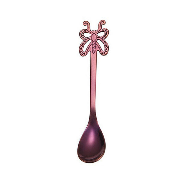 Multicolor Stainless Steel Butterfly Coffee Spoon Fruit Cold Drink Ice Cream Dessert Tea Spoon
