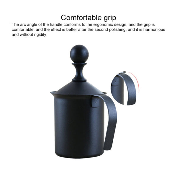 Pump Creamer Stainless Steel Double Mesh Manual Coffee Milk Foam Frothing Pitcher Froth Pump Foamer Cup, 400cc, 800cc
