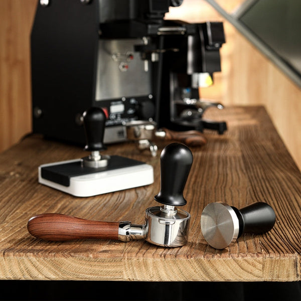 Stainless Steel Coffee Powder Hammer Alumina Constant Pressure Powder Press, 58mm Black