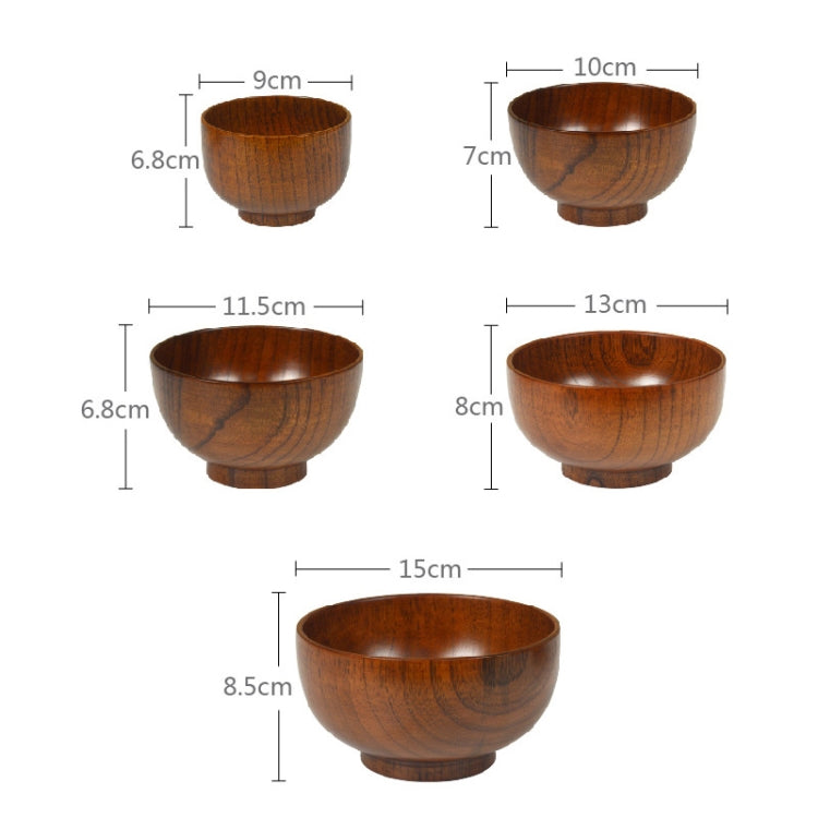 Adult Children Jujube Solid Wood Bowl Soup Noodle Bowl Household Tableware, Diameter 9.5 cm, Diameter 10.5 cm, Diameter 11.5 cm, Diameter 13 cm