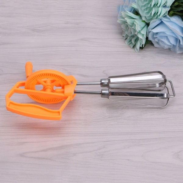 Double Rotation Hand Whisk Egg Beater Stainless Steel Kitchen Blender, Random Color Delivery