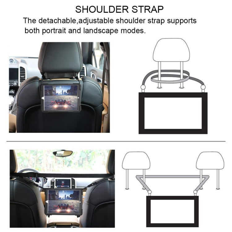 360 Degree Rotation Silicone Protective Cover with Holder and Hand Strap and Long Strap, for iPad 9.7 (2017) & (2018), for iPad Pro 9.7, for iPad 6 / iPad Air 2, for iPad 5 / iPad Air, for iPad Pro Air 3 10.5 （2019）, for iPad Pro 12.9 (2018)           ...