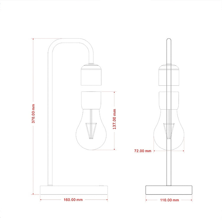 16W Magnetic Levitation Decoration Technology Toy Bend LED Floating Bulb Home Table Lamp, Black