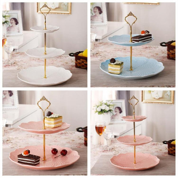 1 Set Sweets Candy Cupcake Tray Wedding Party Cake Display Stand Zinc Alloy Golden Tone cake stand