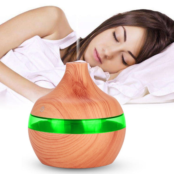 300ML Waterdrop Shape USB Wood Grain Aromatherapy Air Purifier Mute Humidifier, Deep Wood Grain