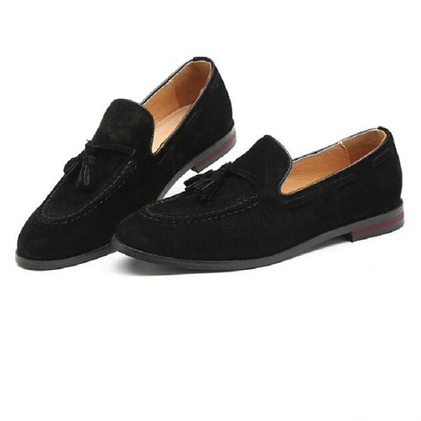 Men Leather Shoes Suede Tassels Slip-on Peas Shoes