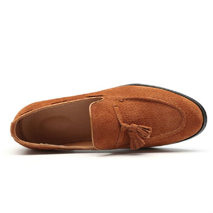 Men Leather Shoes Suede Tassels Slip-on Peas Shoes