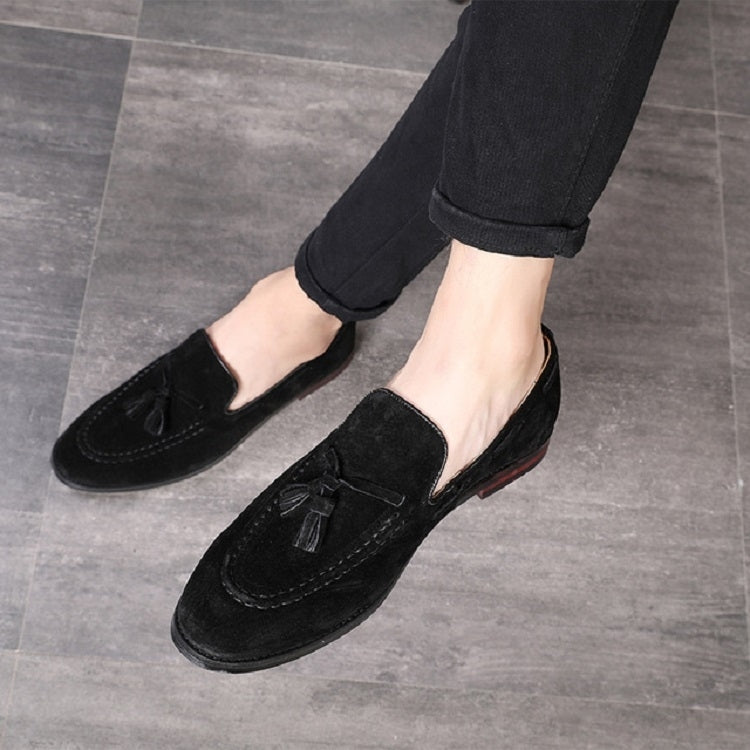 Men Leather Shoes Suede Tassels Slip-on Peas Shoes