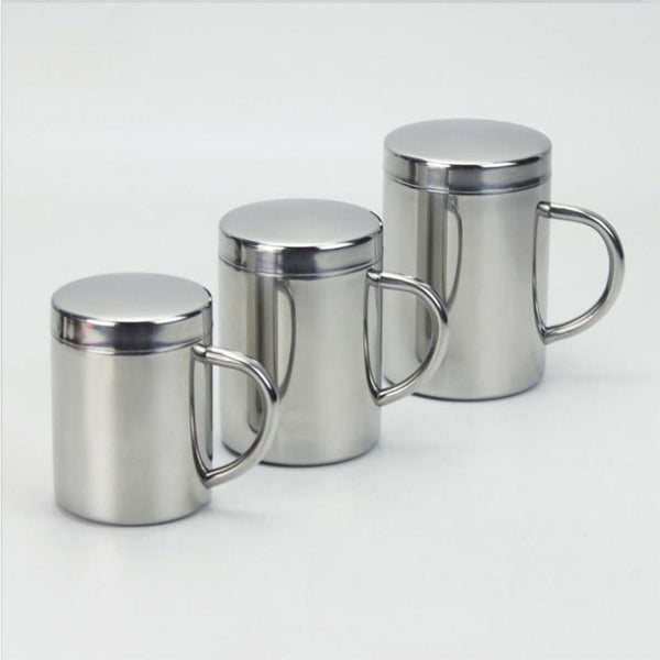 304 Stainless Steel Double Insulation Coffee Drink Milk Water Mugs Durable Drinking Cup with Lid, 304 Stainless Steel 200ml, 304 Stainless Steel 300ml, 304 Stainless Steel 400ml
