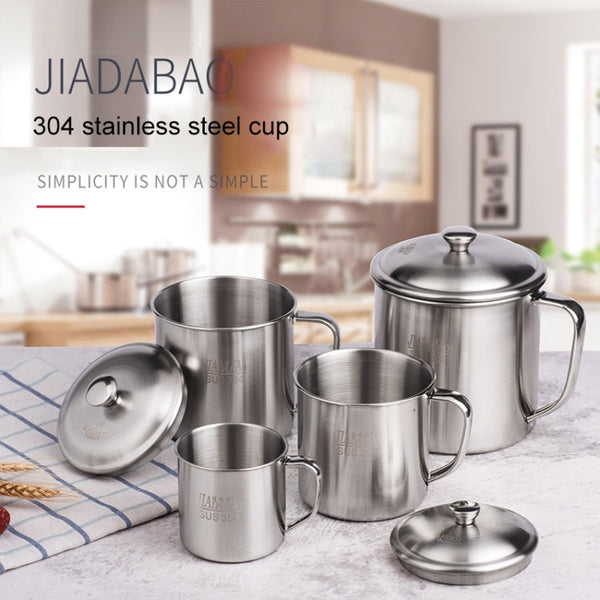 5 PCS Extra Thick 304 Stainless Steel Cup Children's Mouth Cup with Handle Cover Household adult Drinking Water Cup, 7cm without cover, 8cm with cover, 9cm with cover, 10cm with cover, 11cm with cover, 12cm with cover