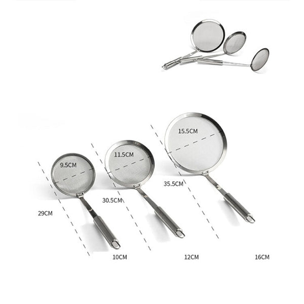 Stainless Steel Fruit Juice Soy Milk Oil Case Hot Pot Flour Dregs Filter Grease Leak, 10cm, 12cm, 16cm