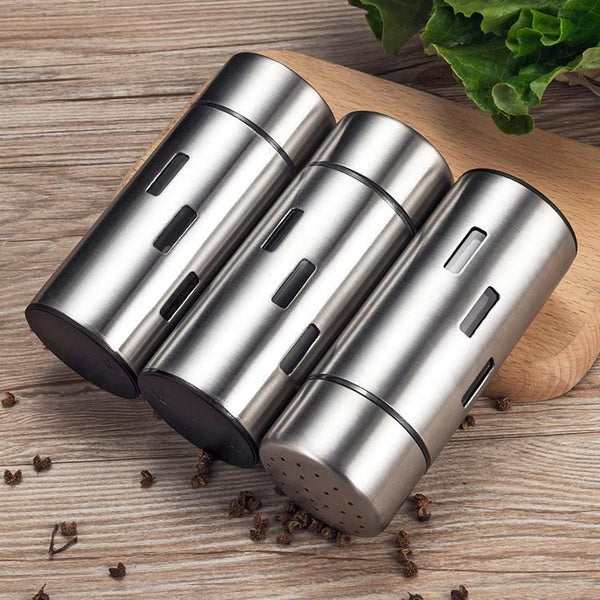 Stainless Steel Sauce Jars Chili Jars Barbecue Condiments Box Seasoning Jar Set, Small Hole, Large Hole, Mesh  Hole