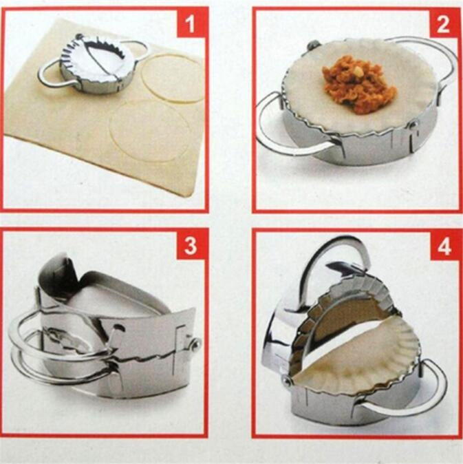 Stainless Steel Dumpling Maker Dough Cutter Dumpling Mould Kitchen Accessories Pastry Tools, Large 9.7cm with White Box, Small 7.7cm with White Box, 8.3 Dumplings Round Knife, 7.3 Dumplings Round knife