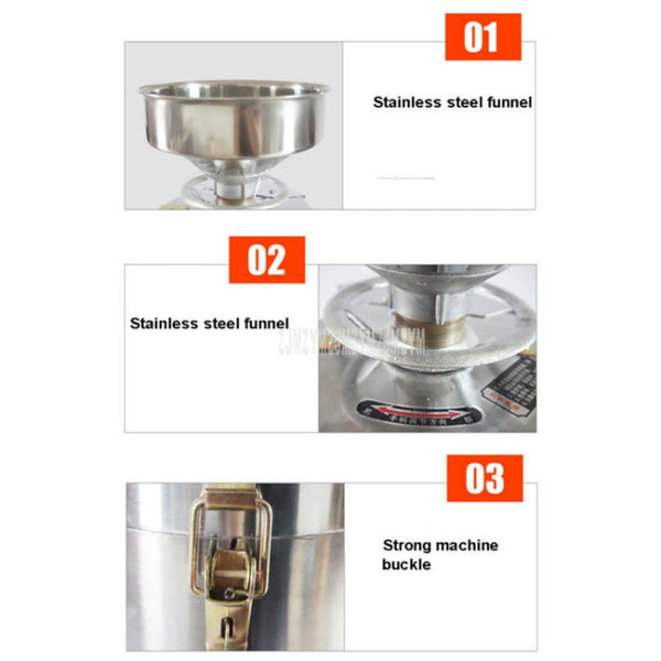 Household Stainless Steel Refiner Large Capacity  Slurry Separation Fresh Grinding Soymilk Tofu Machine, CN Plug, 100/1100W, 125/1500W, 130/1800W