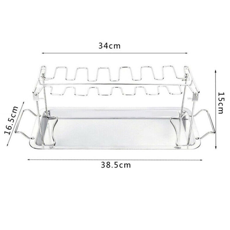 Stainless Steel Chicken Wing Leg Barbecue Rack with Drip Pan, Barbecue Rack