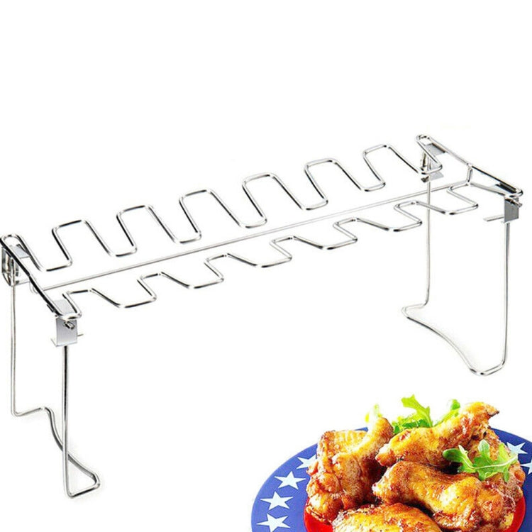 Stainless Steel Chicken Wing Leg Barbecue Rack with Drip Pan, Barbecue Rack