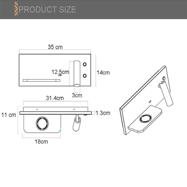 Wireless Wall Lamp USB 5V Charger Wall Lights Hotel Headboard Reading Lighting Spot Luminaire Lamp