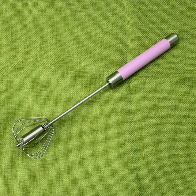 Stainless Steel Semi-automatic Stirring Press Rotary Egg Beater, 30cm, Random Color Delivery, Egg Beater