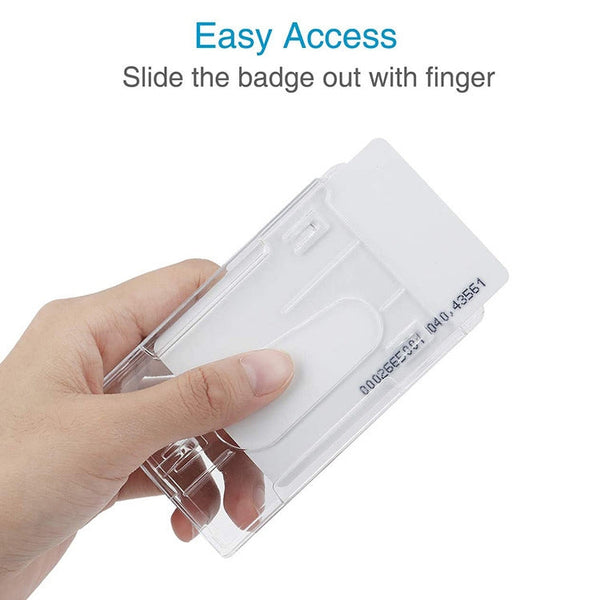 20 PCS Hard Plastic ID Badge Card Holder Integrated Injection Molded Transparent Double-sided Card Holder