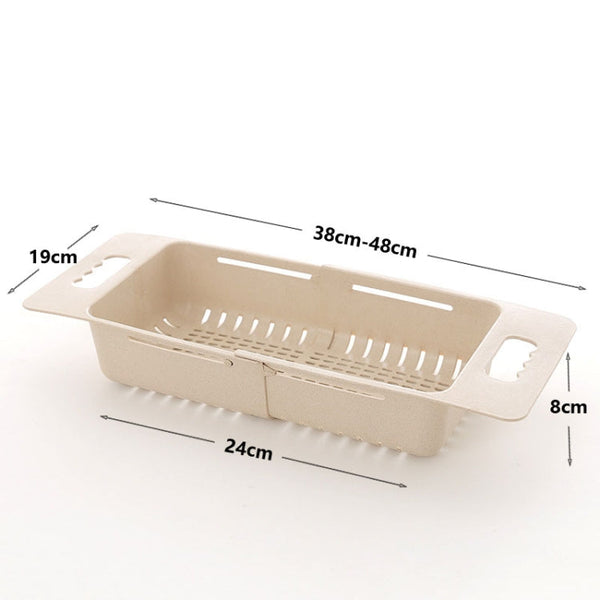 Adjustable Dish Drainer Sink Drain Basket Washing Vegetable Fruit Plastic Drying Rack