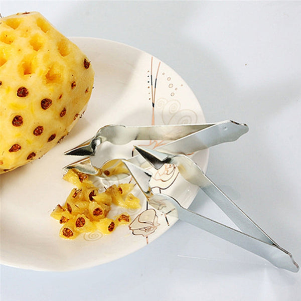 3 PCS Stainless Steel Non-slip Tip Open Blade Pineapple Clip Fruit Eye Digger, 13.5×3.5cm Stainless Steel Pattern, 13.5×3.5cm Endless Steel Nail