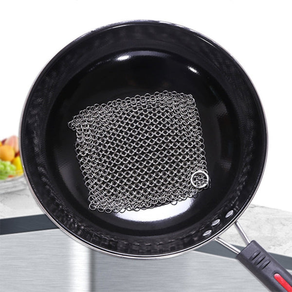 Stainless Steel Square Cast Iron Cleaner Pot Brush Scrubber Home Cookware Kitchen Cleaning Tool