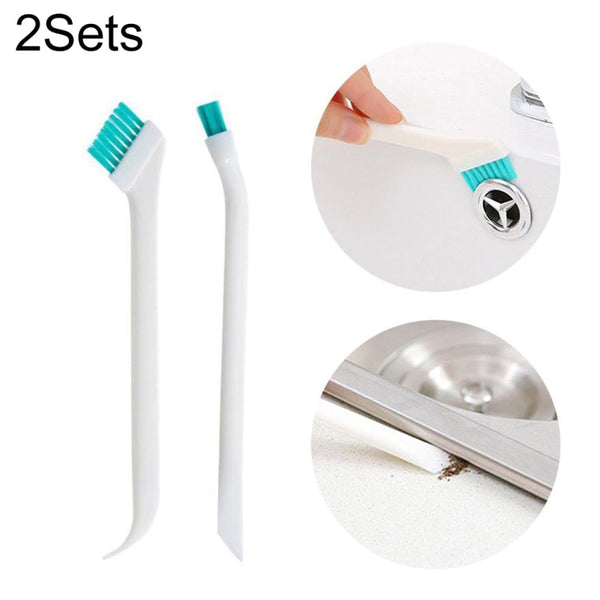 2 Sets 2 in 1 Double Head Door Window Gap Cleaning Brush Cup Brush with Tail Scraper