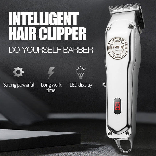 Retro Oil Head Electric Pusher Strong Power Electric Fader LCD Digital Display Rechargeable Hair Clipper, EU Plug, US Plug