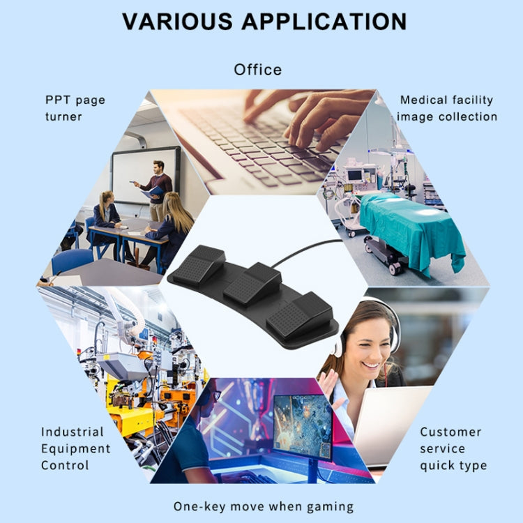 Pcsensor FS23 CF Foot Pedal Switch Keyboard Control Mouse Game Combo Pedal