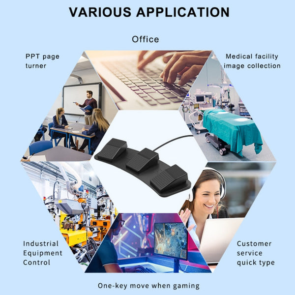 Pcsensor FS23 CF Foot Pedal Switch Keyboard Control Mouse Game Combo Pedal