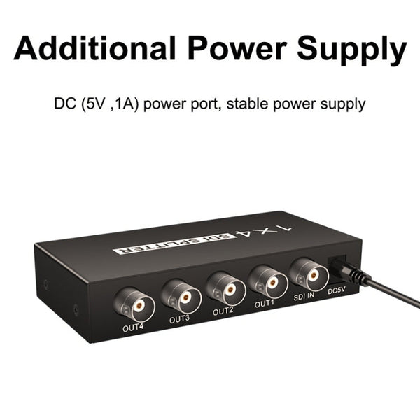 1 In 4 Out SD-SDI / HD-SDI / 3G-SDI Distribution Amplifier Video SDI Splitter, 1 In 4 Out