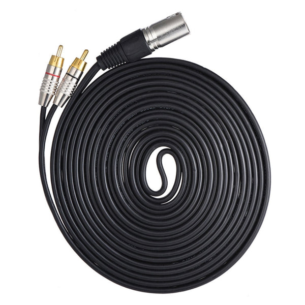 XLR Male To 2RCA Male Plug Stereo Audio Cable, Length:, 0.5m, 1m, 1.5m, 2m, 3m, 5m, 8m, 10m