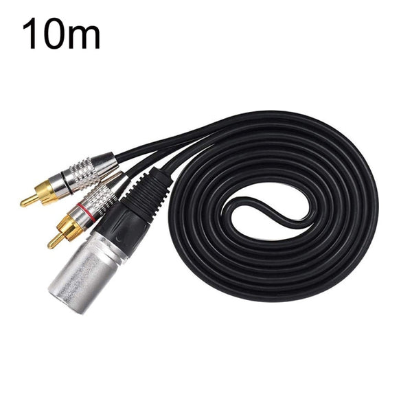 XLR Male To 2RCA Male Plug Stereo Audio Cable, Length:, 0.5m, 1m, 1.5m, 2m, 3m, 5m, 8m, 10m