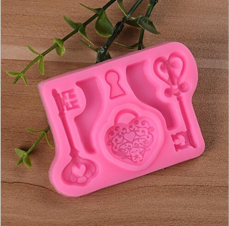 2 PCS Food Love Lock Key Fondant Silicone Mold DIY Baking Cake Decoration Tool, Food Love Lock Key Shape