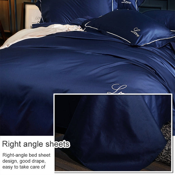 Silk Four-Piece Sheets Bed Sheet Double Nude Sleeping Quilt Cover Ice Silk Bedding