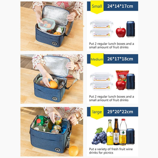 Thermal Lunch Box Bag Durable Waterproof Office Cooler Lunchbox with Strap