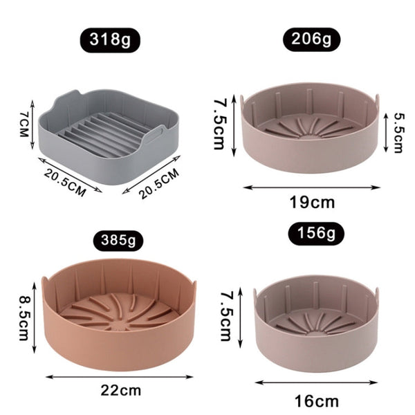 Air Fryer Silicone Grill Pan Accessories, Square 20.5 cm, Round 19 cm, Round 22 cm, Round 16 cm